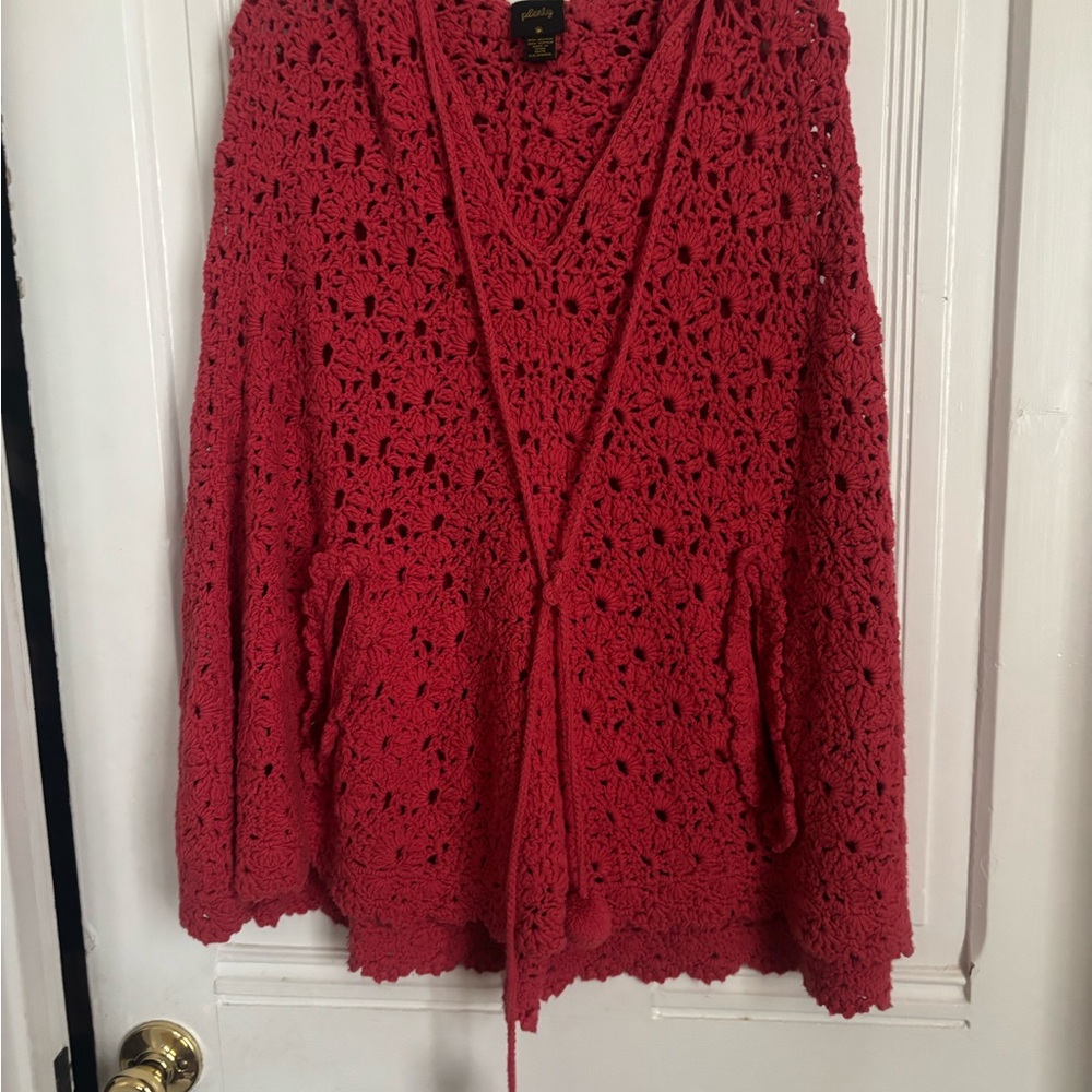 Plenty Women's Coral Crochet Sweater Pancho